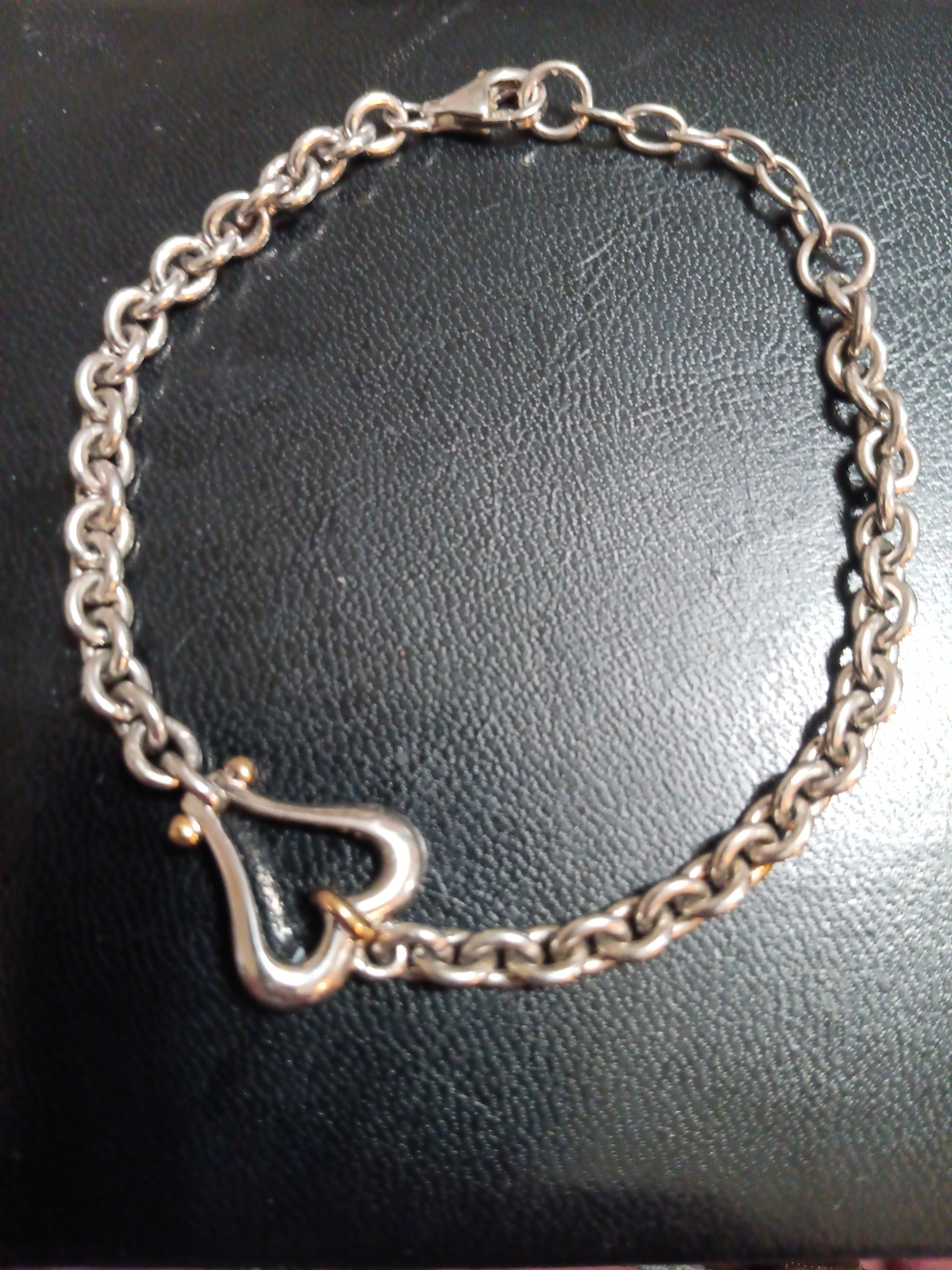 Vintage Bradford Exchange Sterling Silver Center Heart Charm Bracelet 7.75" Inch